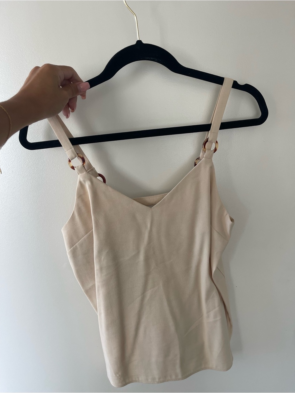 Topshop Beige V-Neck Tank Top with Ring Straps
